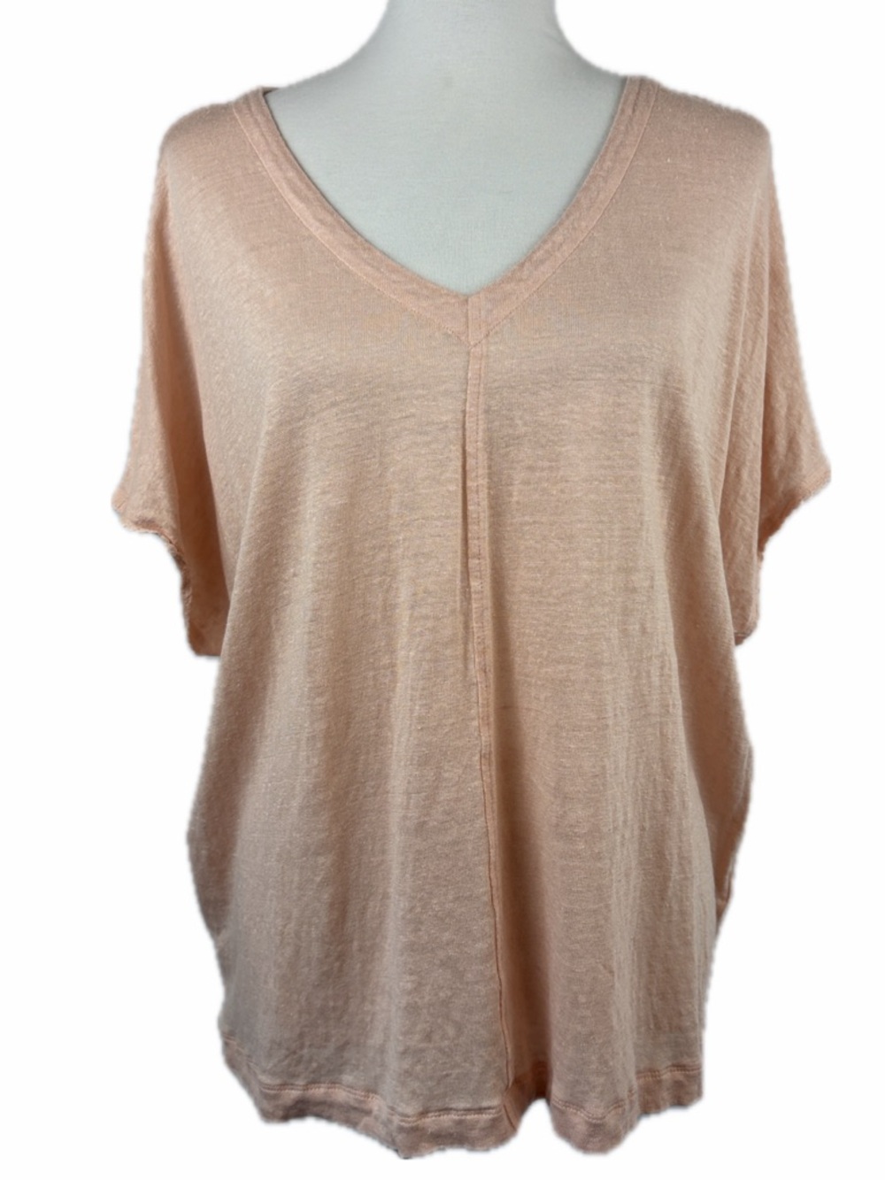 J Jill Love Linen V Neck Dolman T-shirt Size XL Slouchy Beach Coastal Breathable